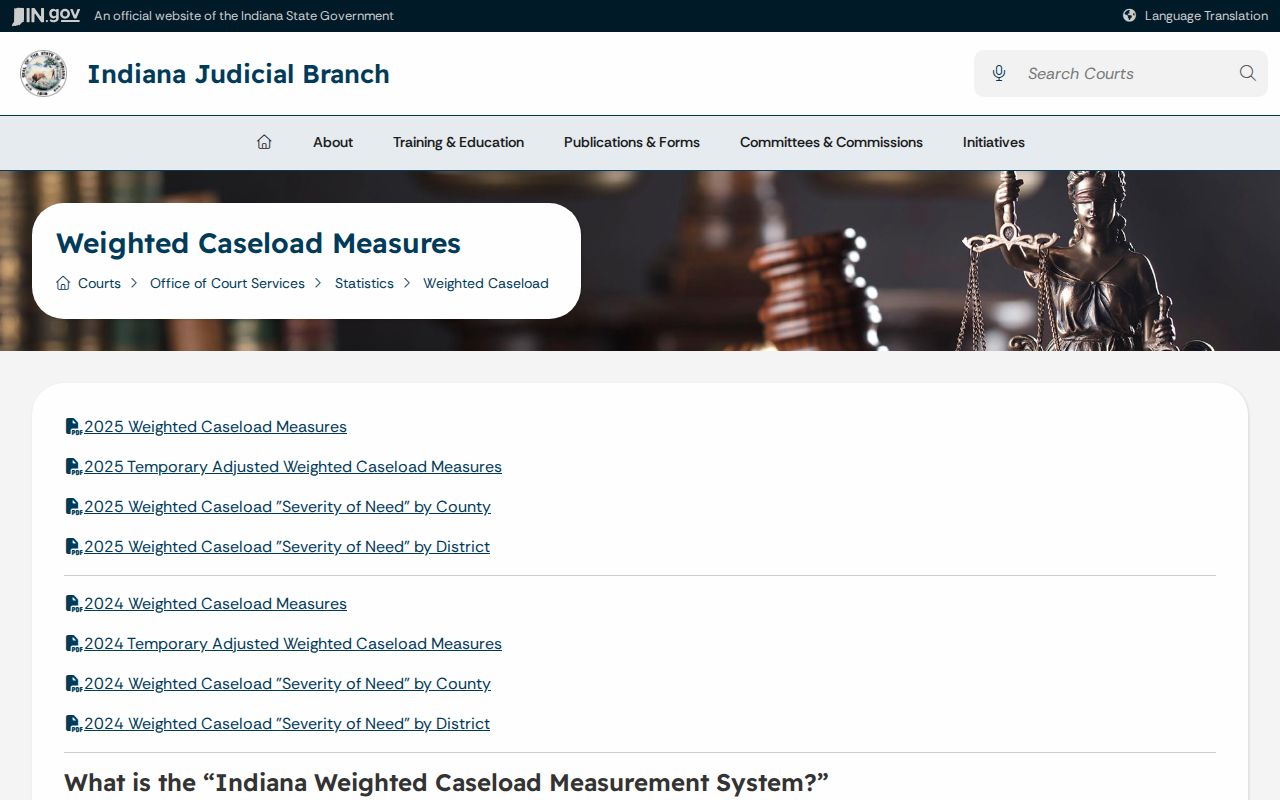 Daviess County court dates weighted caseload definitions