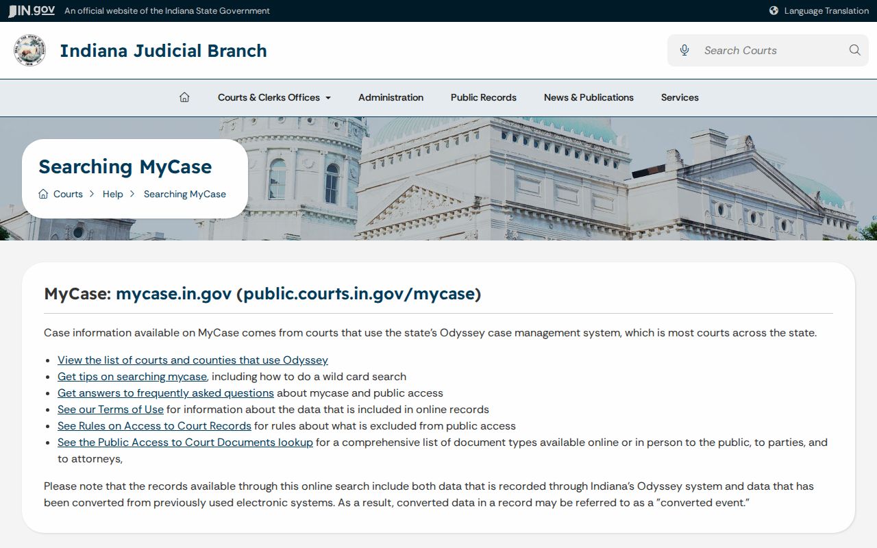Daviess County case lookup MyCase help and limits