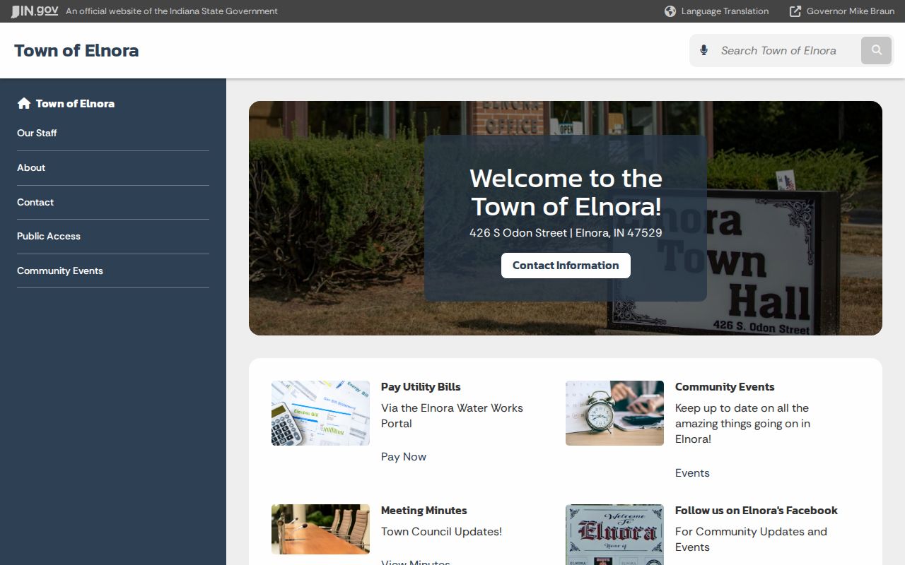 Official Town of Elnora public information page