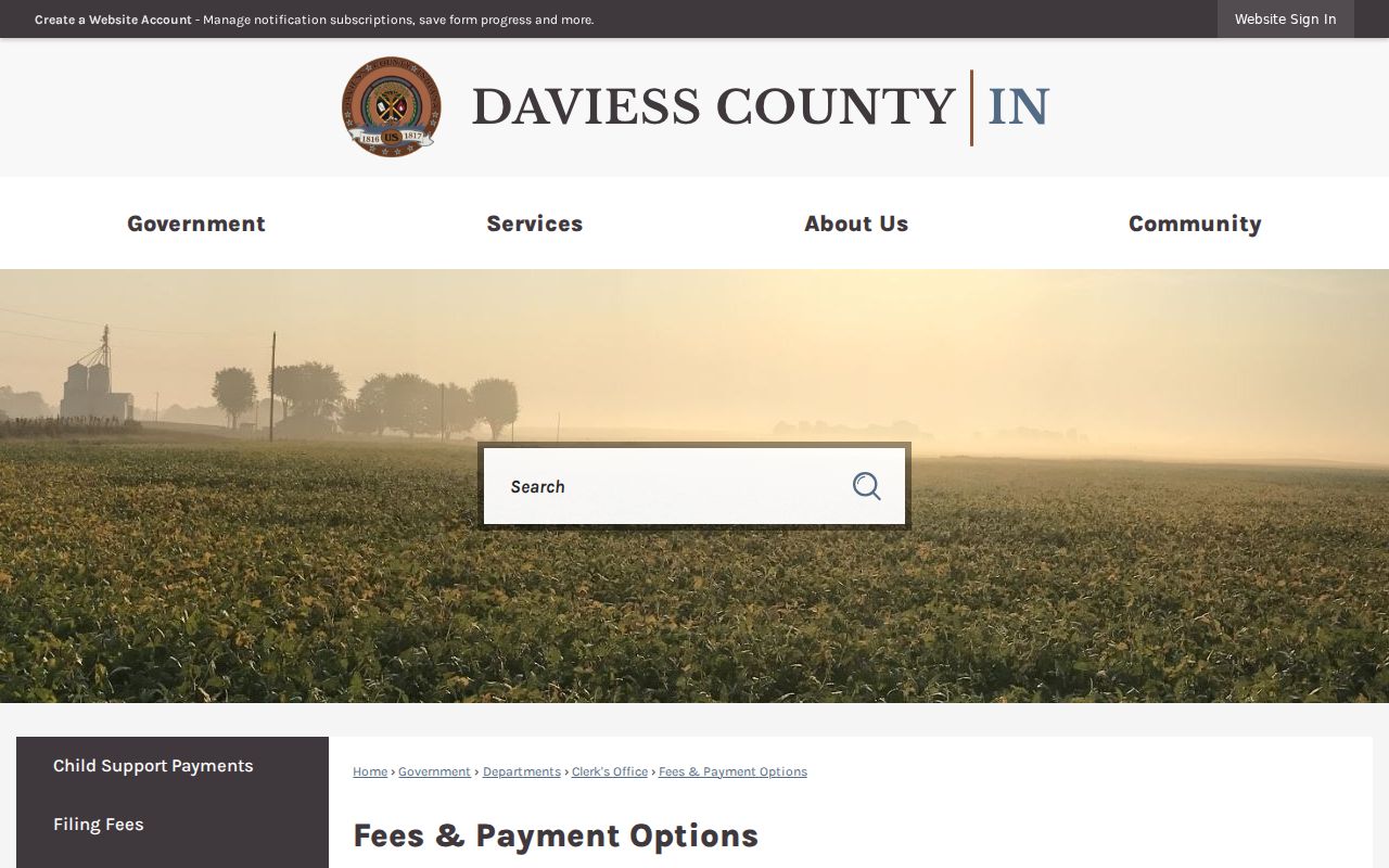 Daviess County court record fees and payment options