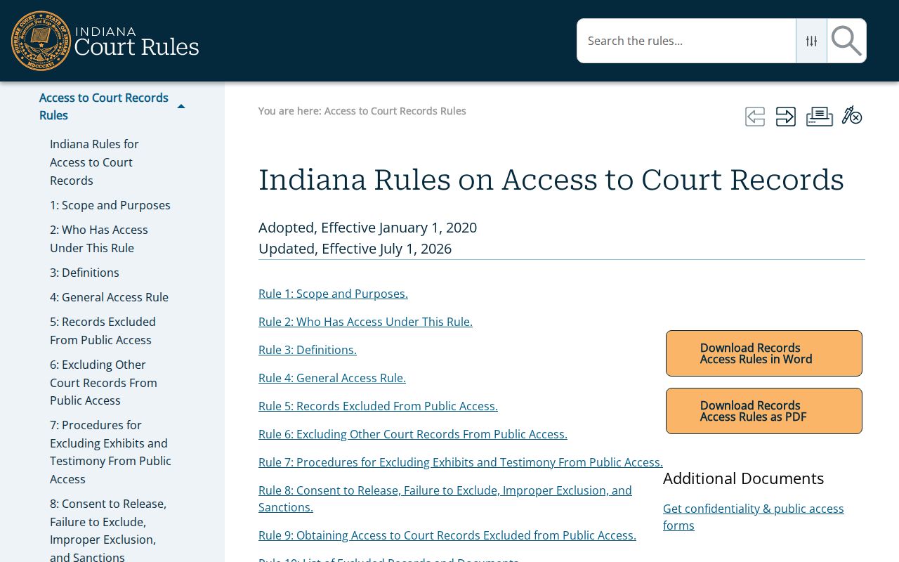 Daviess County court records Indiana access rules