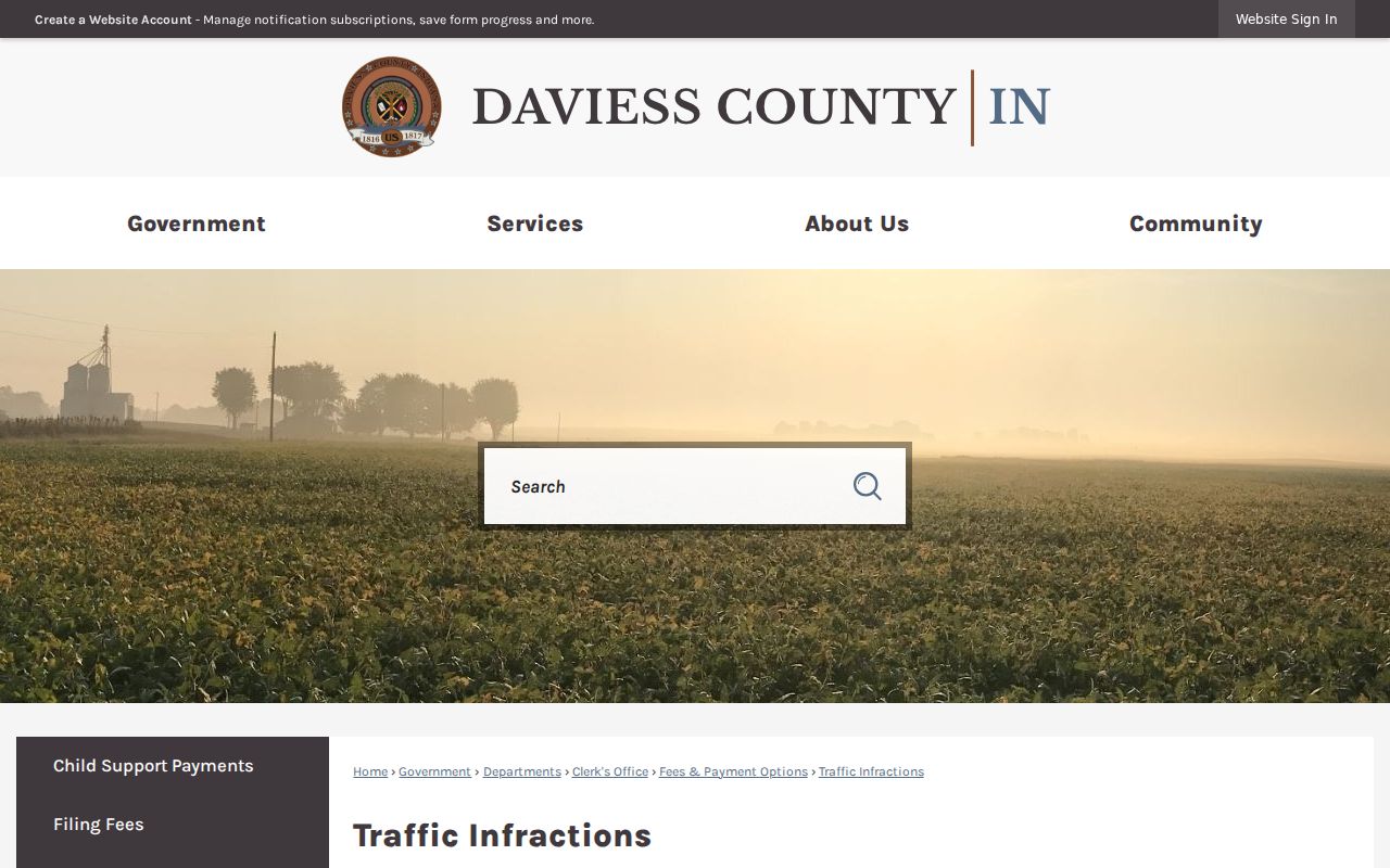 Daviess County traffic infraction amounts and payment information