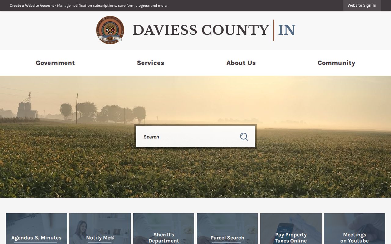 Official Daviess County page with courthouse and government contacts