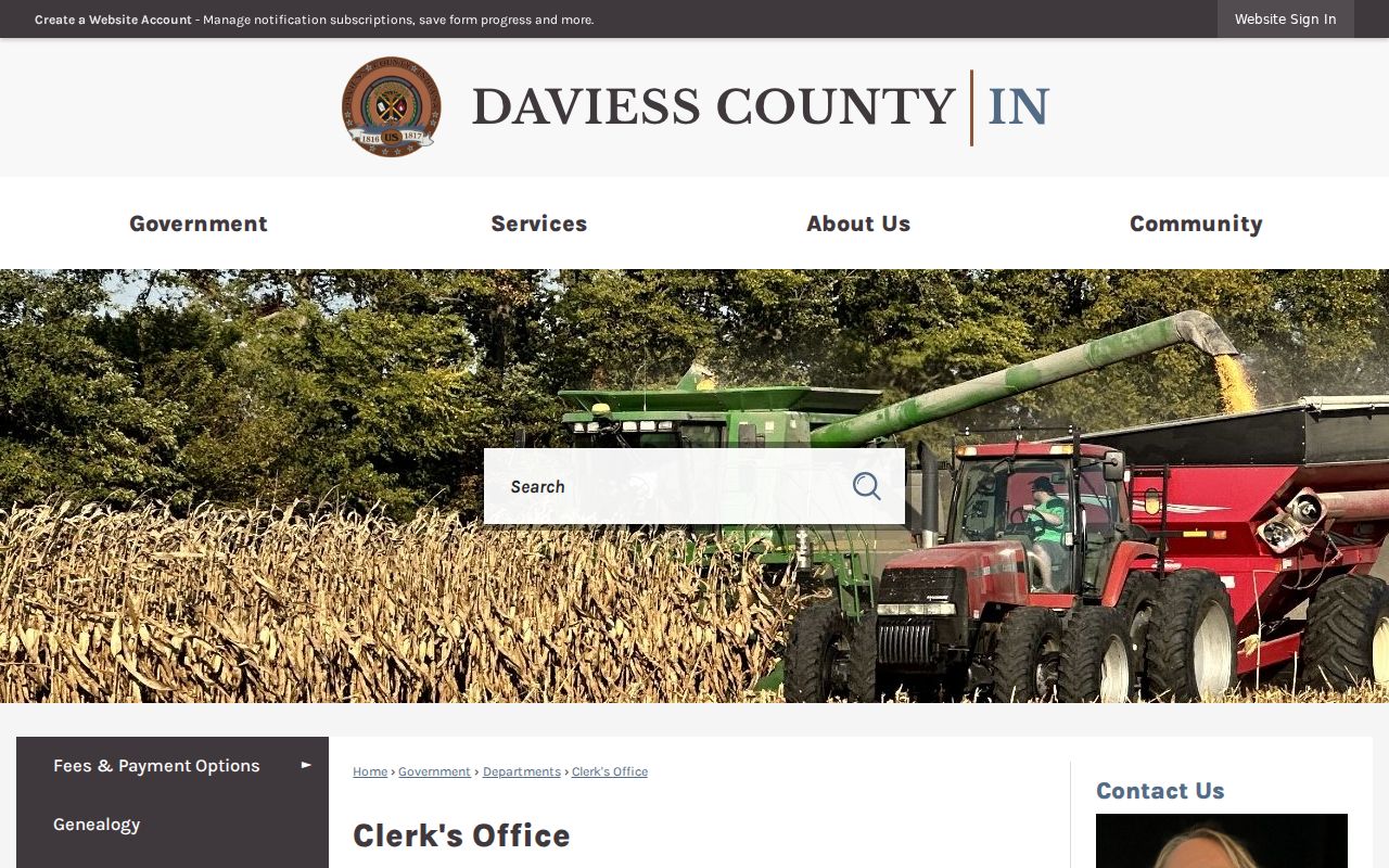 Official Daviess County Clerk Office page for court records and case files