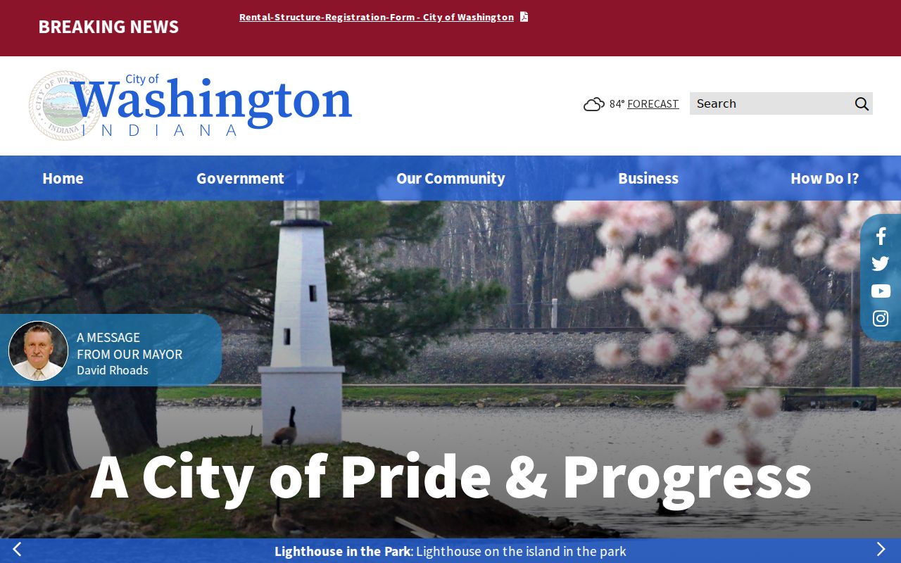 Official Washington Indiana website for local context in Daviess County